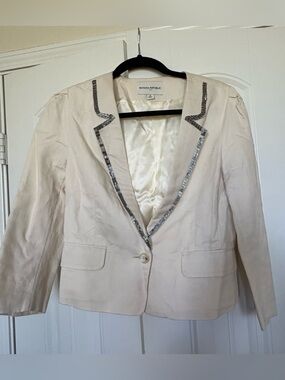 Banana Republic Cream Blazer with Metallic Sequin Trim